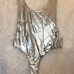 Metallic silver medium bodysuit
